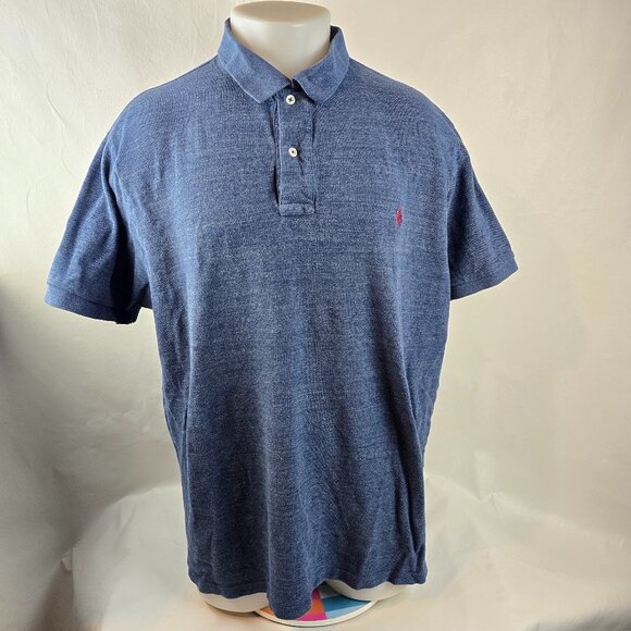 Polo Ralph Lauren Shirt Mens 2XB Blue Polo Big and Tall Classic Preppy Knit Pony - Picture 1 of 7